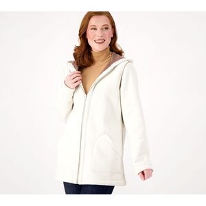 Susan Graver Women's Jacket Sz XL Weekend Reversible Polar Fleece White A547115